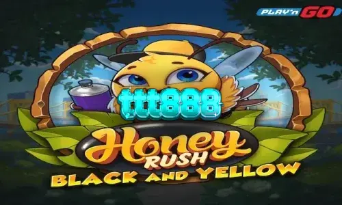 Tampilan visual slot Honey Rush Black and Yellow dengan nuansa neon