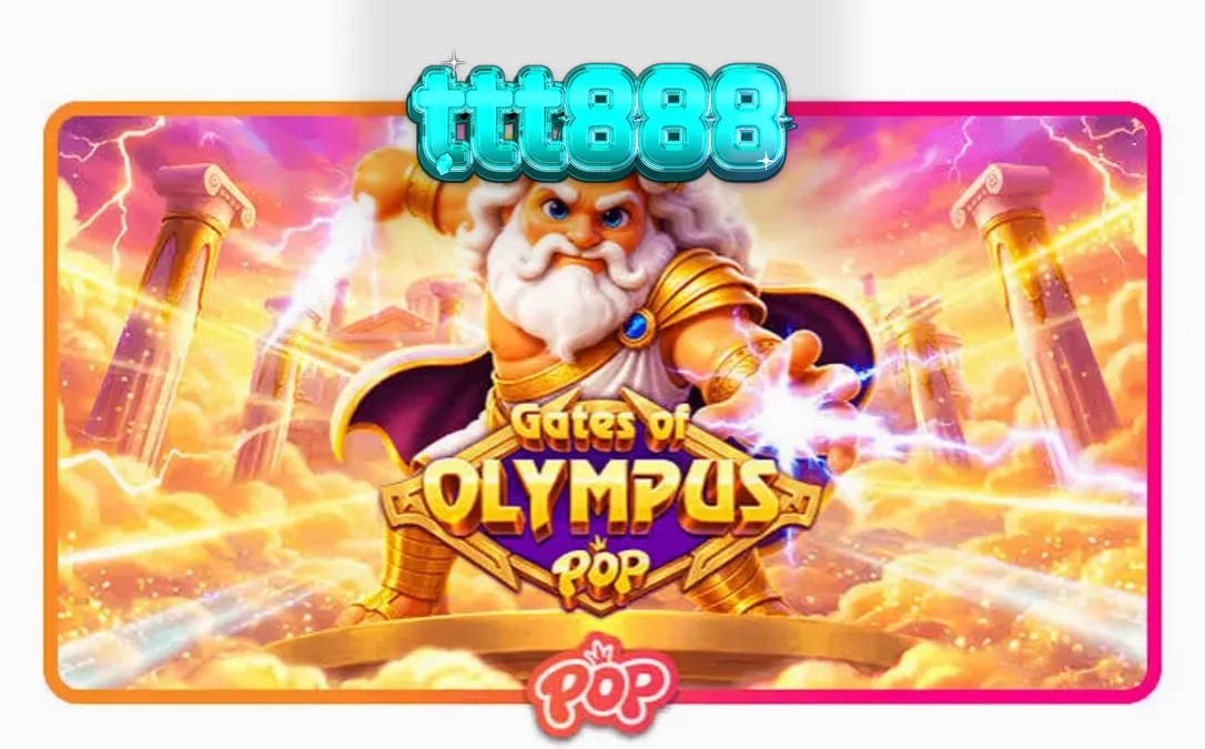 Tampilan visual slot Gates of Olympus POP dengan tema mitologi Yunani dan grid 3x5